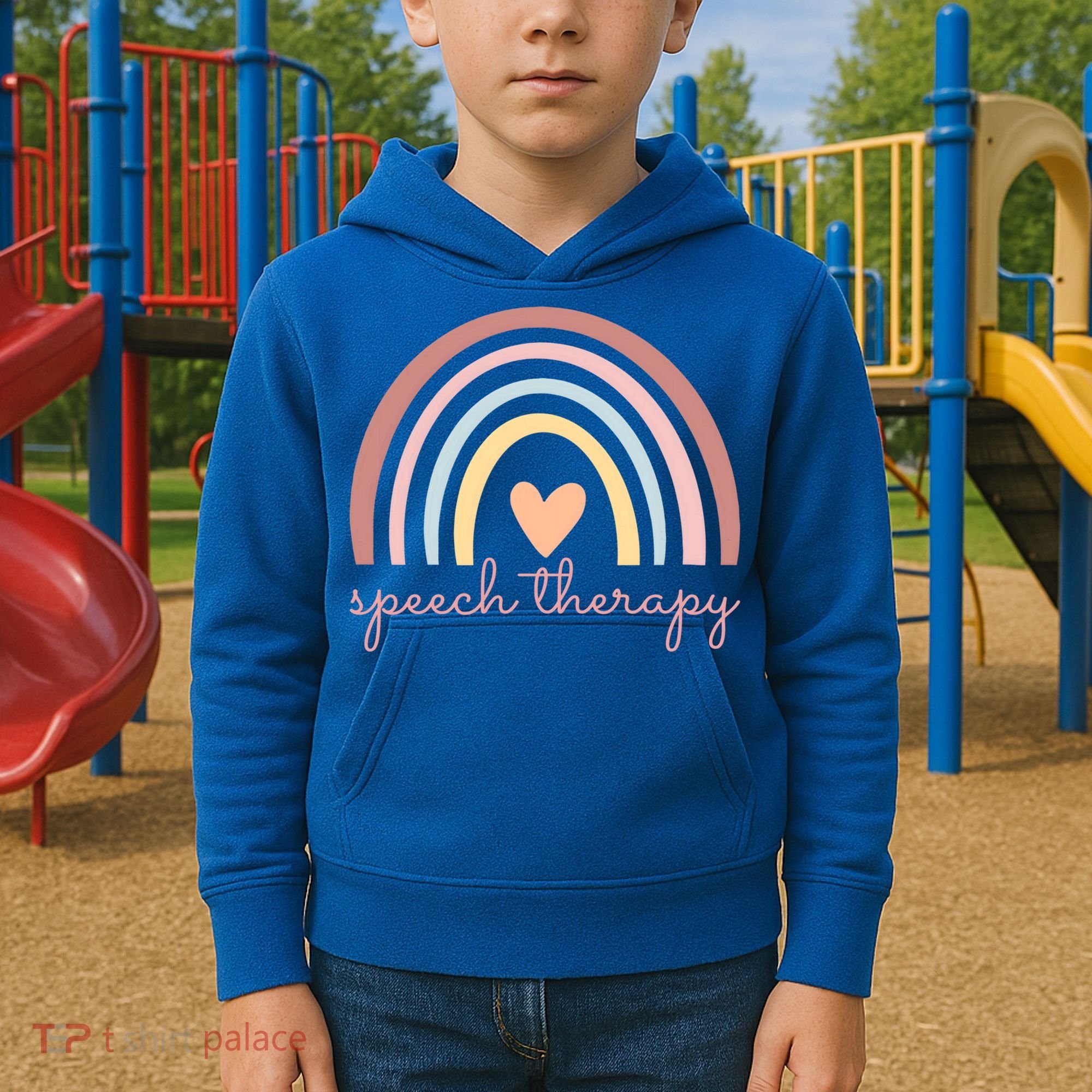 Speech Therapy Speech Language Pathologist Slp Boho Rainbow Gift Kids Hoodie