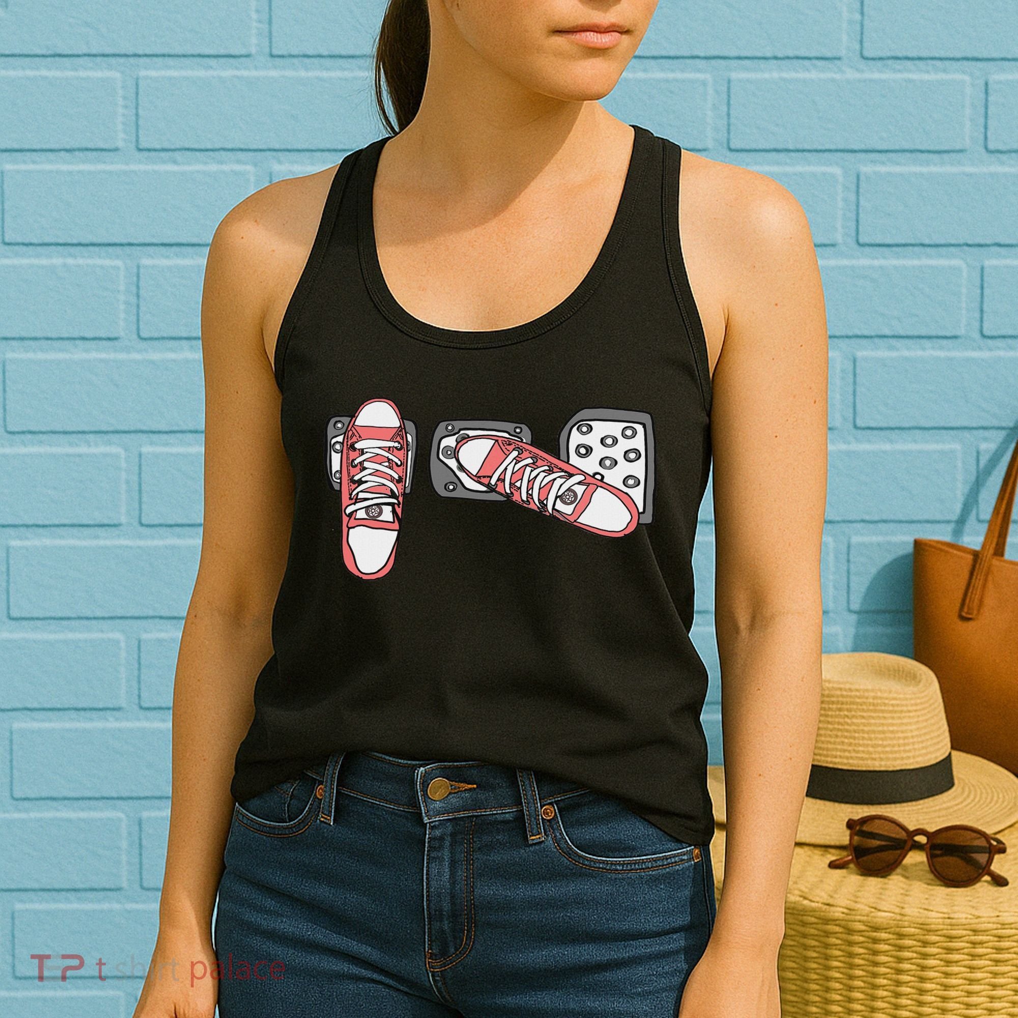 Save The Stick Funny Manual Transmission Three Pedals Car Women's Tank Top