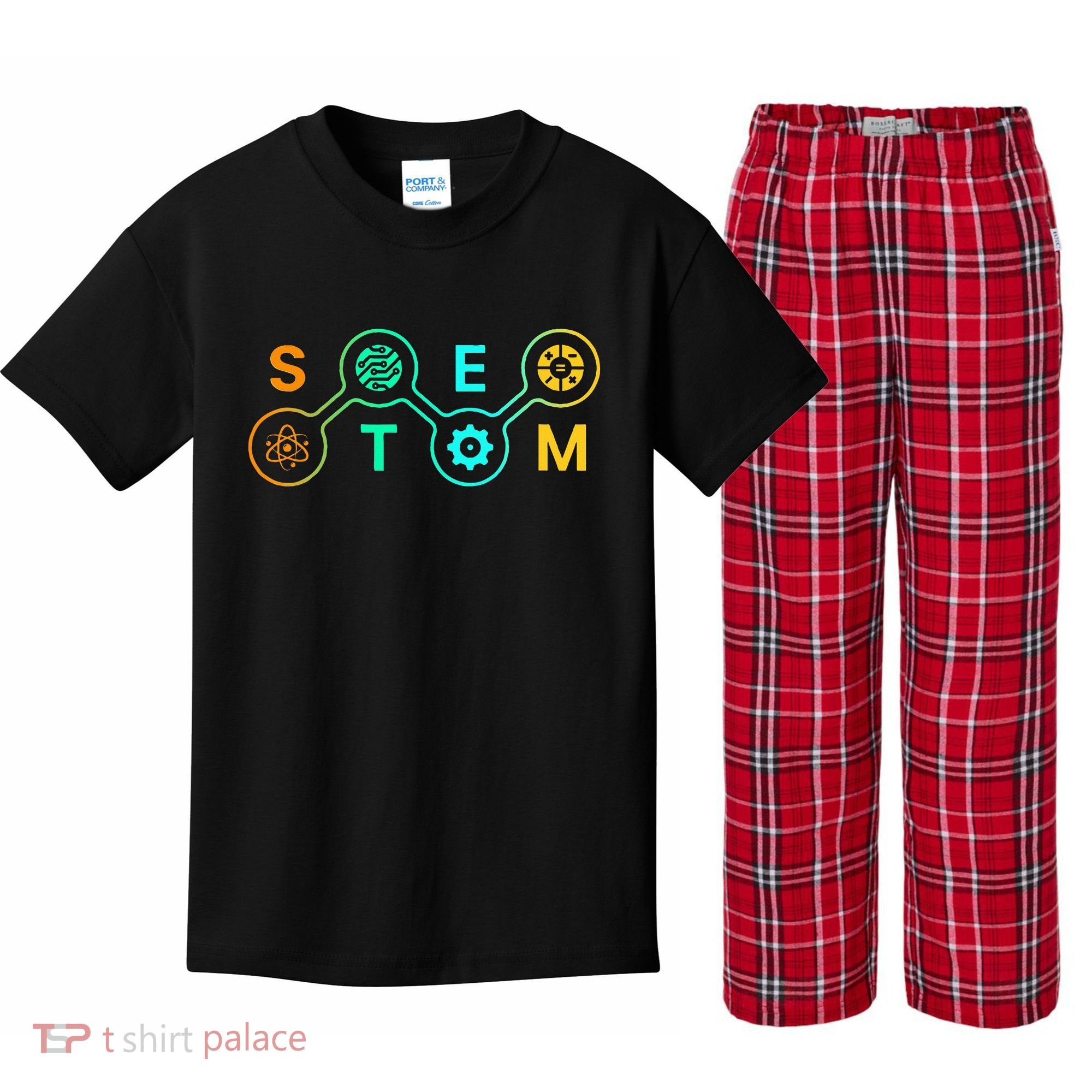Stem Teacher Science Technology Engineering Math Kids Plaid Pajama Set