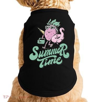 Summer Time Strawberry Retro Beach Doggie Tank