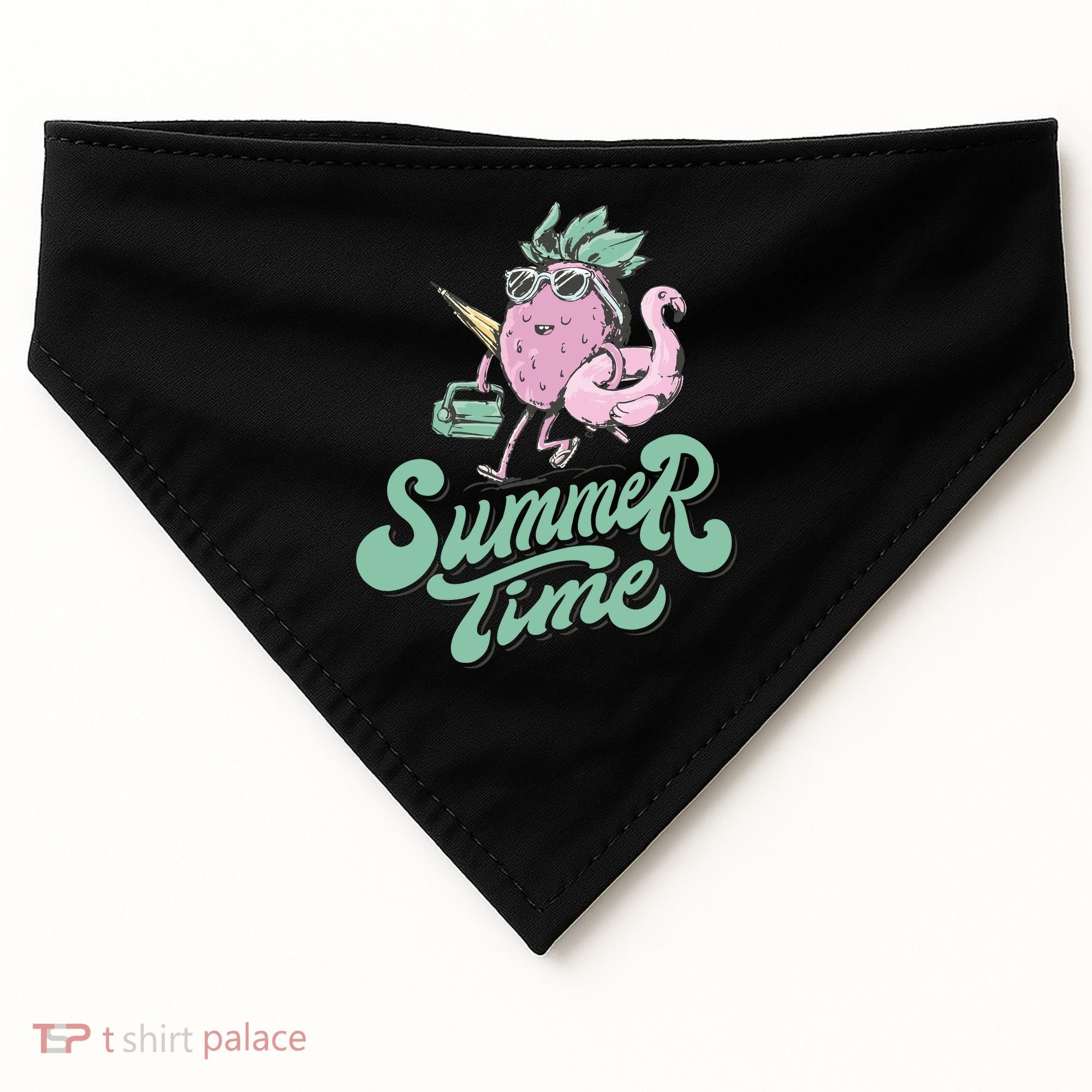 Summer Time Strawberry Retro Beach USA-Made Doggie Bandana