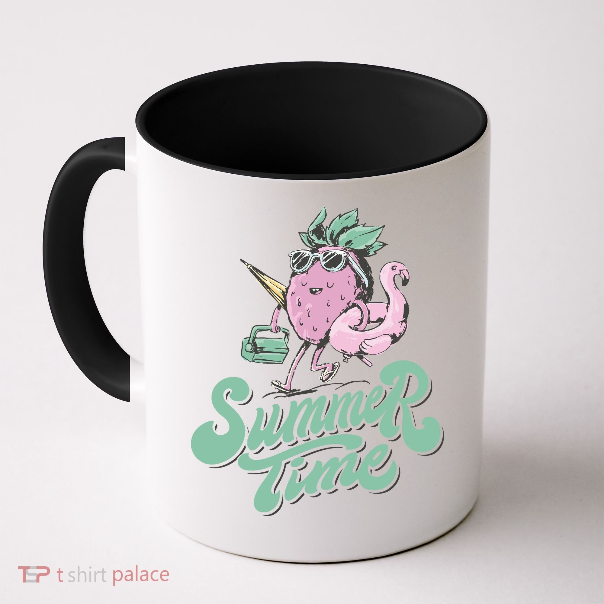 Summer Time Strawberry Retro Beach Coffee Mug