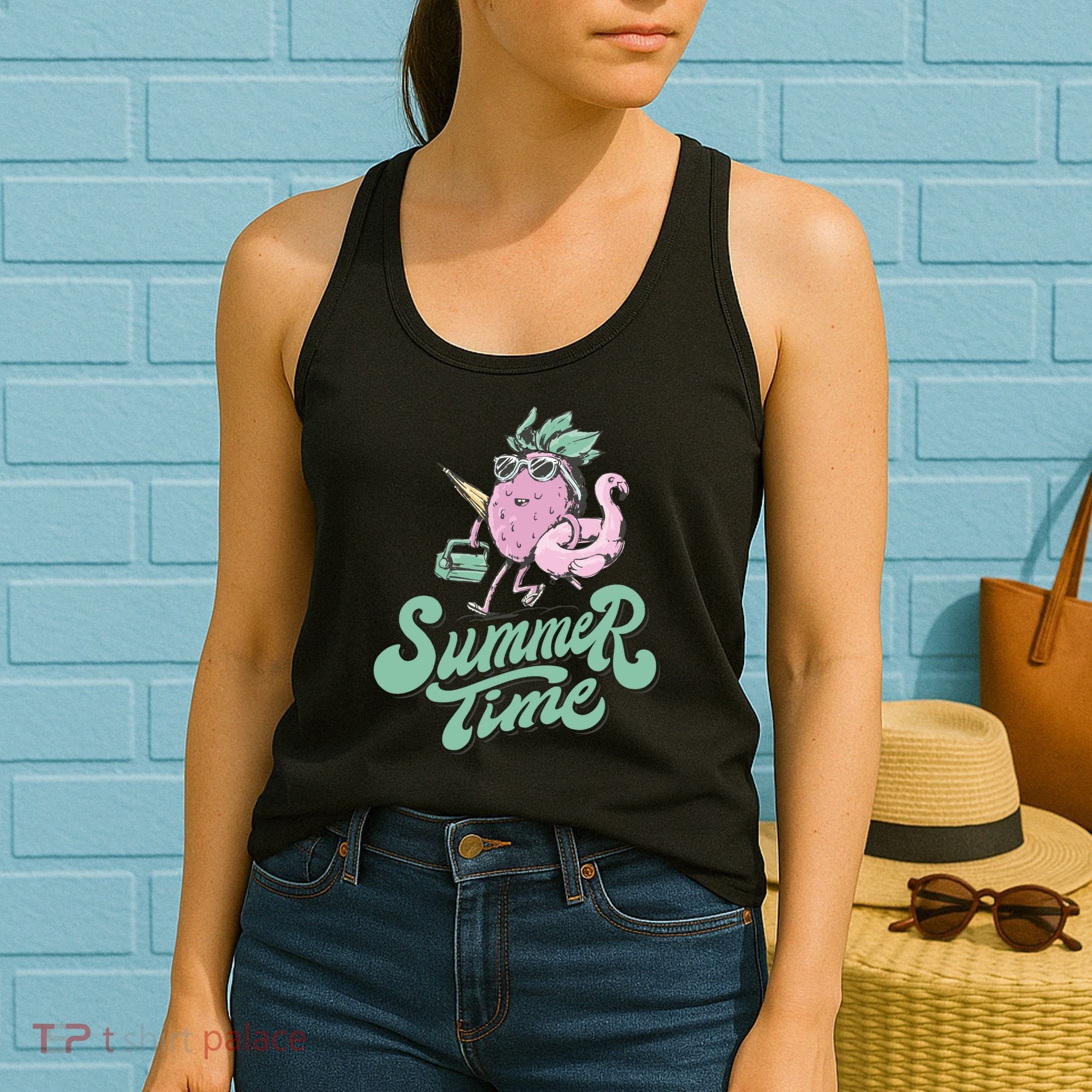 Summer Time Strawberry Retro Beach Women's Tank Top