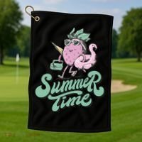 Summer Time Strawberry Retro Beach Golf Towel thumb 1