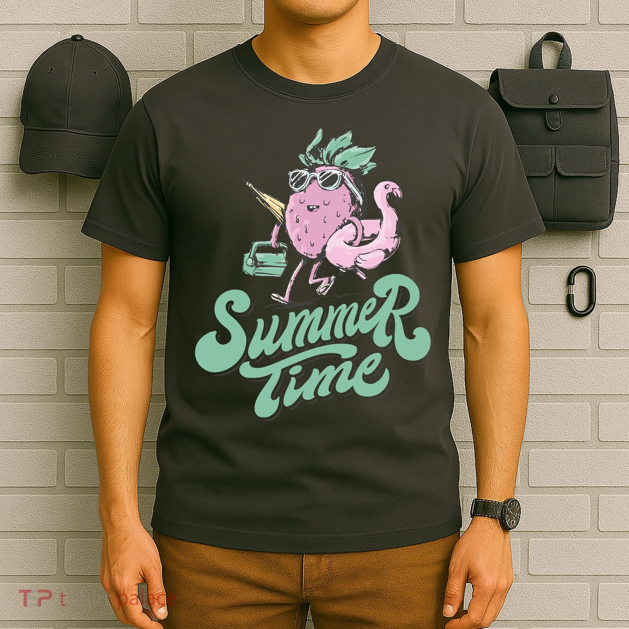 Summer Time Strawberry Retro Beach T-Shirt