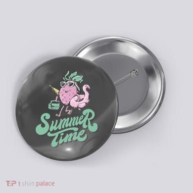 Summer Time Strawberry Retro Beach Button