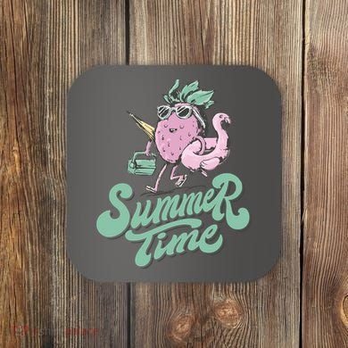 Summer Time Strawberry Retro Beach Coaster