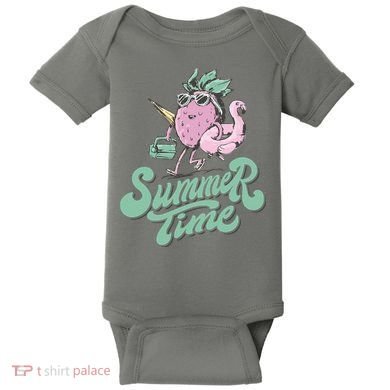 Summer Time Strawberry Retro Beach Baby Bodysuit