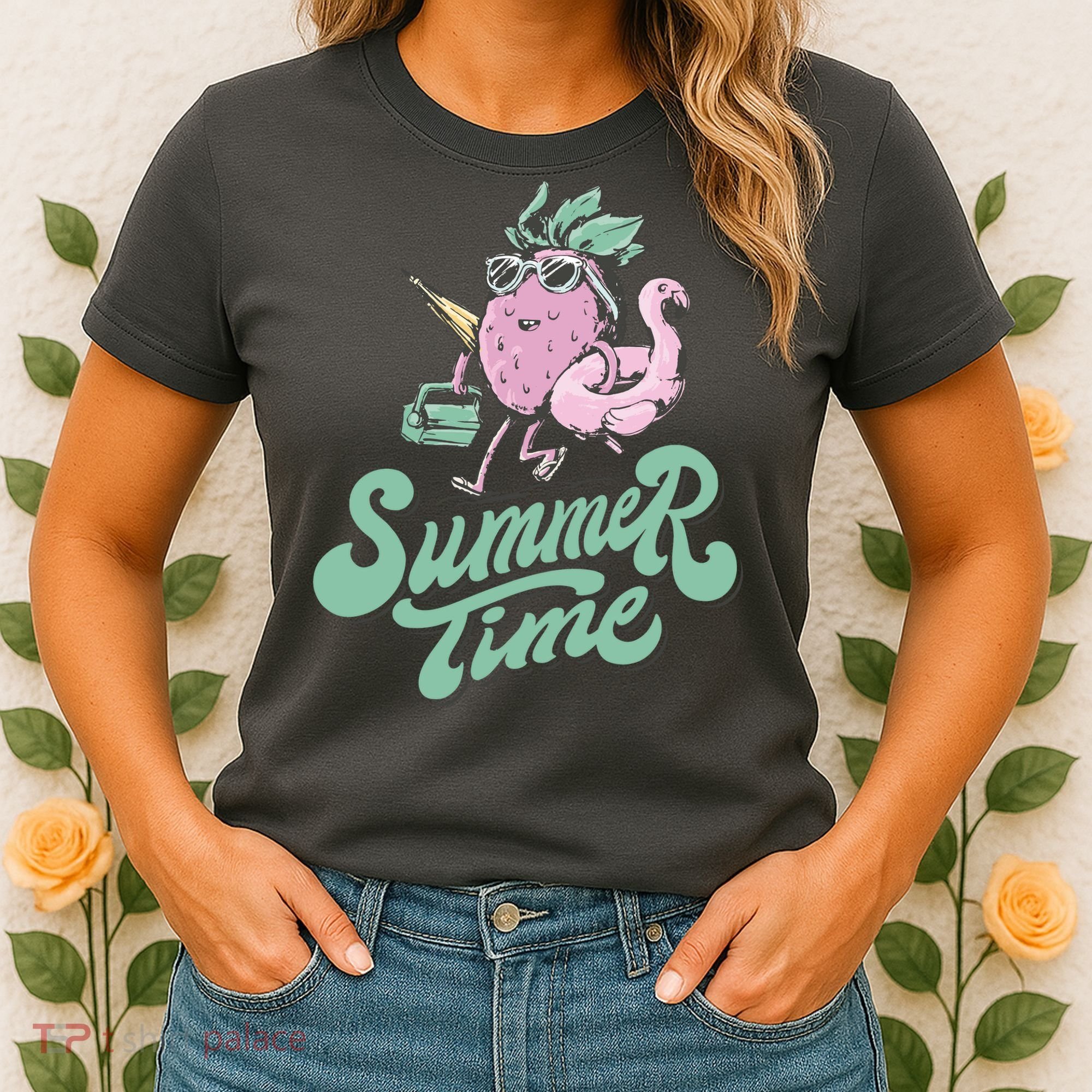 Summer Time Strawberry Retro Beach Women's T-Shirt
