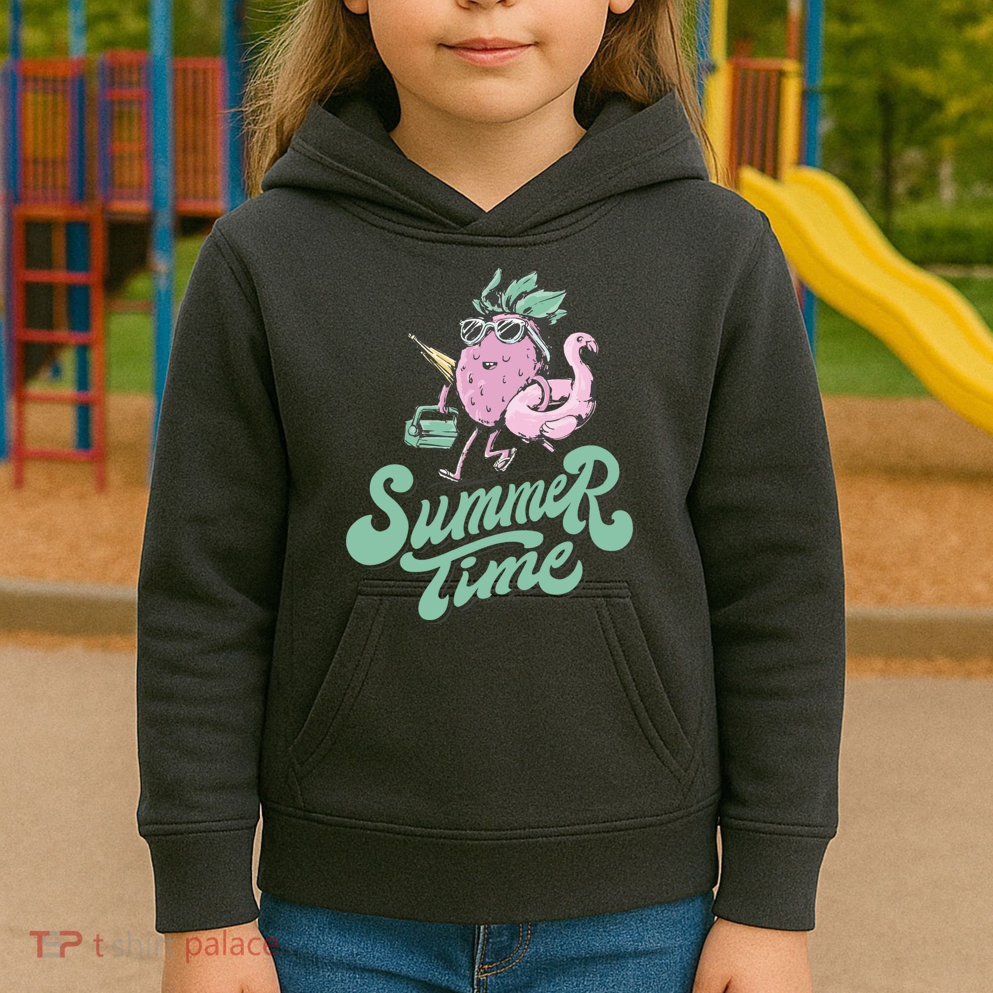 Summer Time Strawberry Retro Beach Kids Hoodie