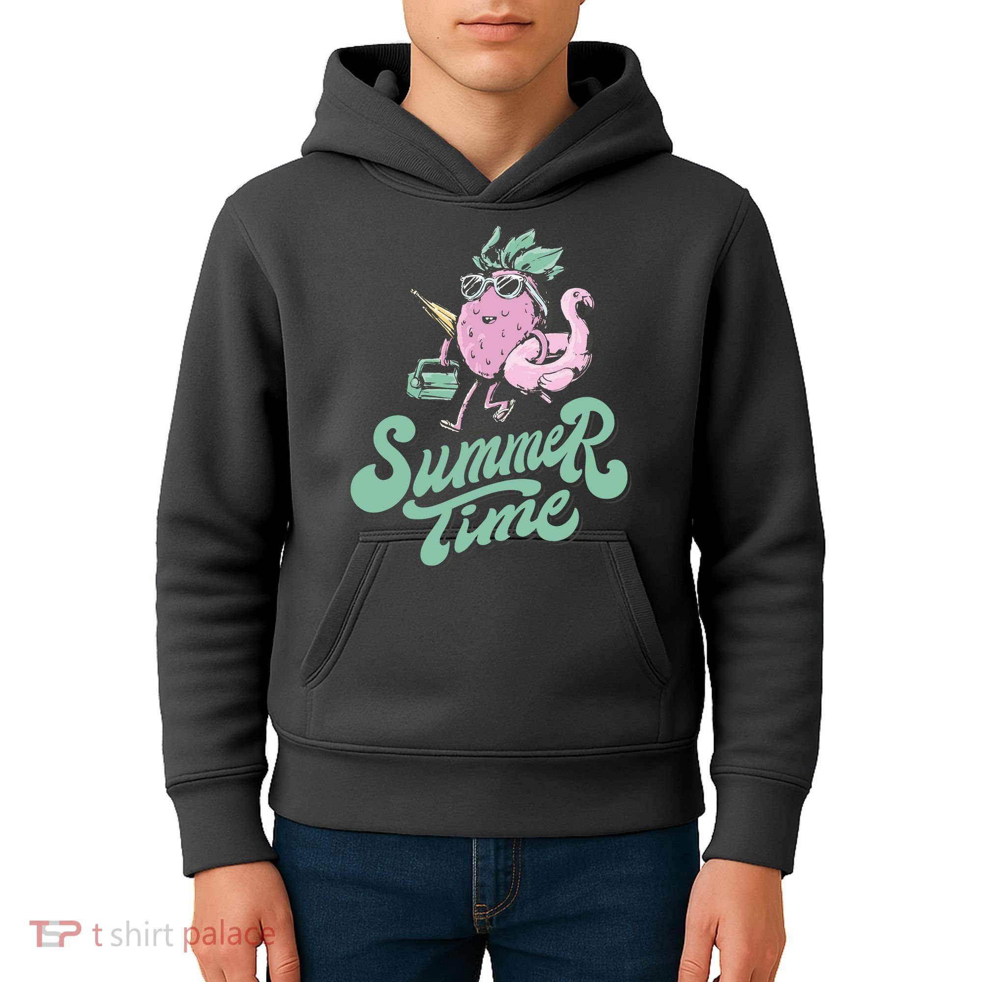 Summer Time Strawberry Retro Beach Kids Hoodie