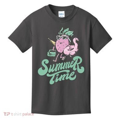 Summer Time Strawberry Retro Beach Kids T-Shirt