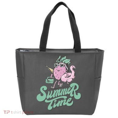 Summer Time Strawberry Retro Beach Tote Bag