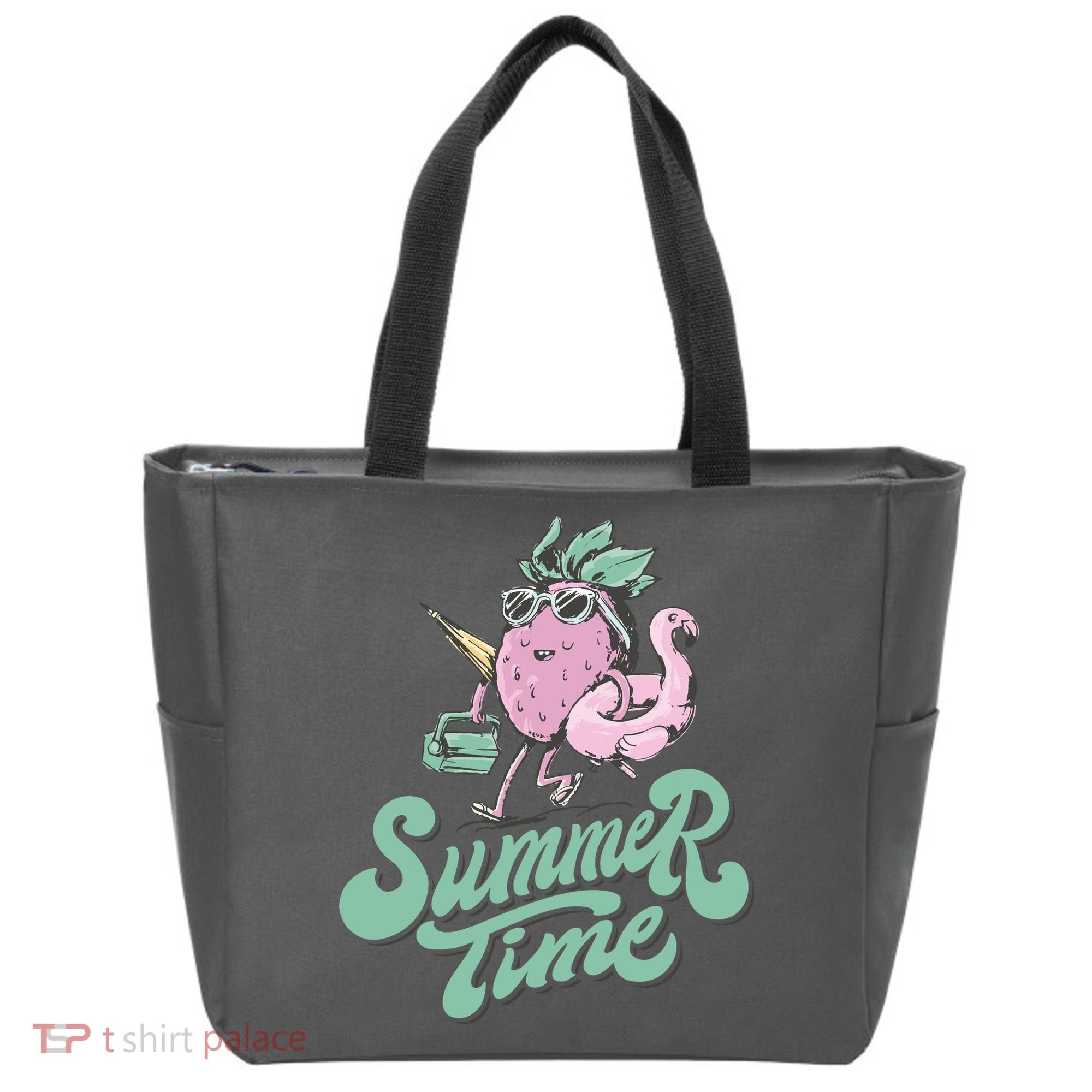 Summer Time Strawberry Retro Beach Tote Bag