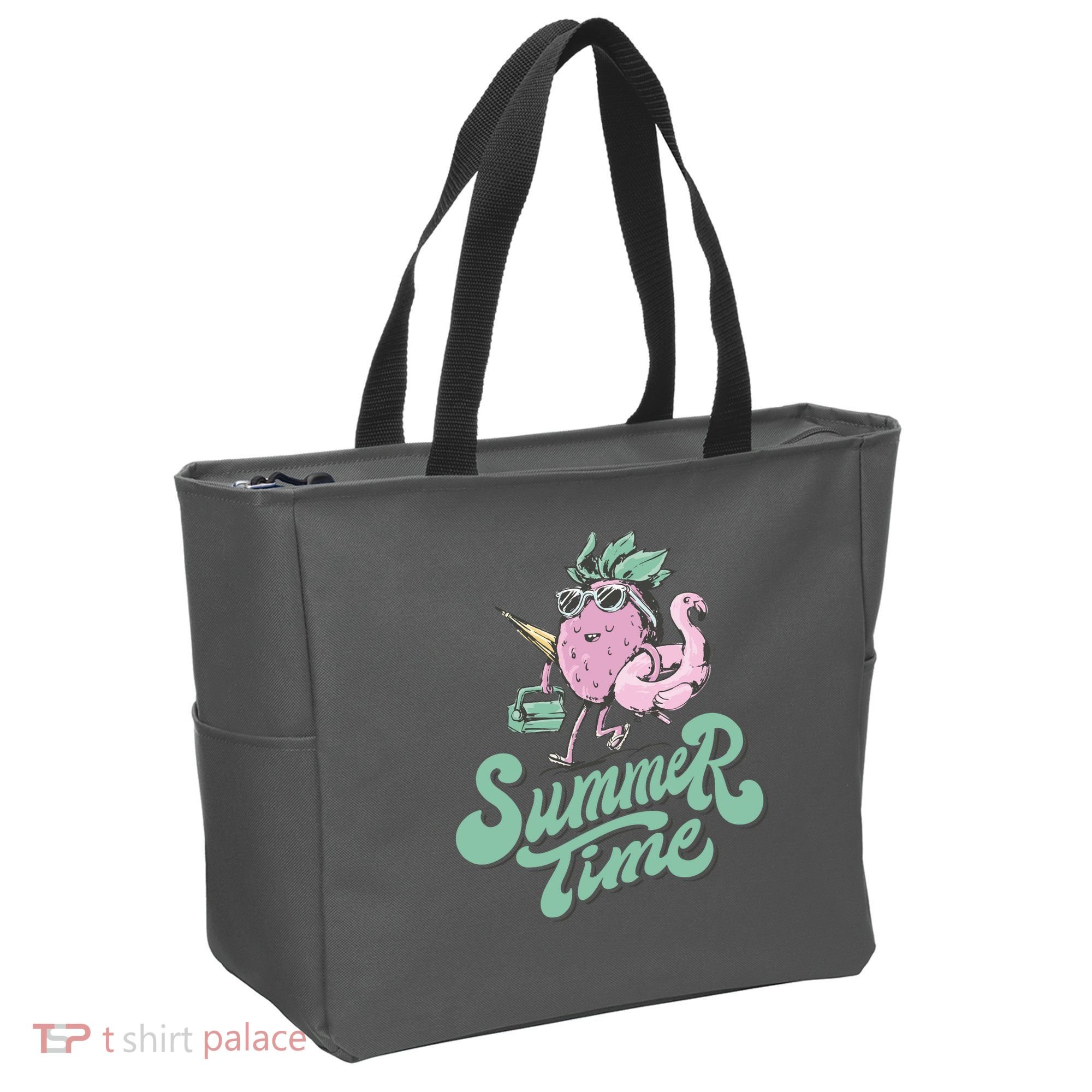 Summer Time Strawberry Retro Beach Tote Bag