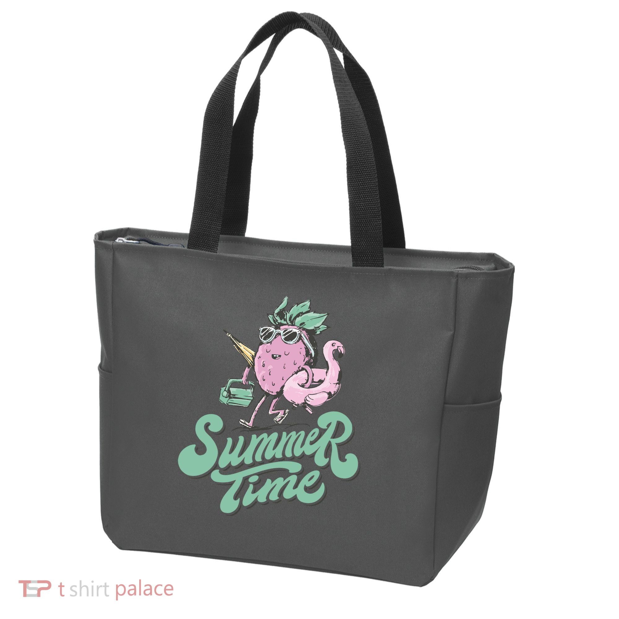 Summer Time Strawberry Retro Beach Tote Bag
