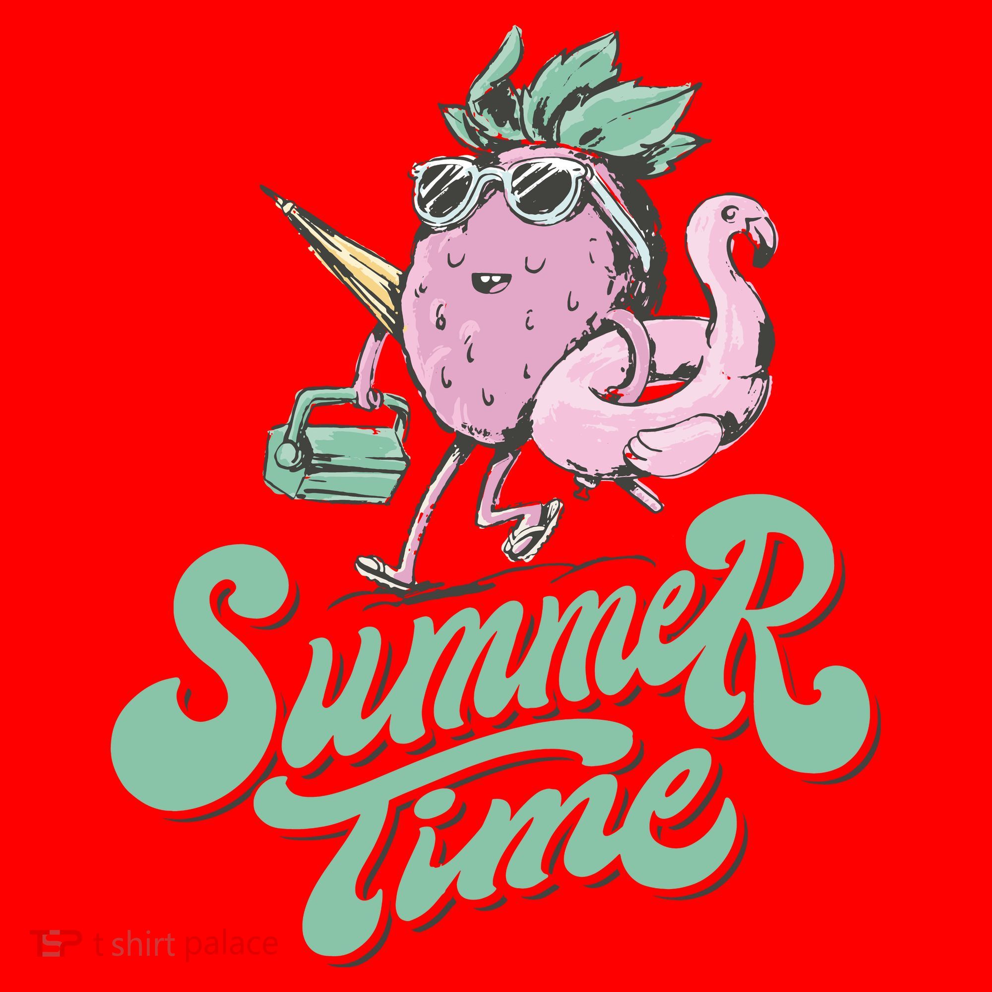 Summer Time Strawberry Retro Beach Santa Hat