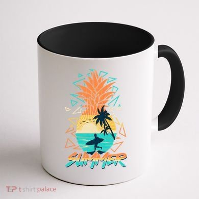 Summer Time Sufer Pineapple Coffee Mug back