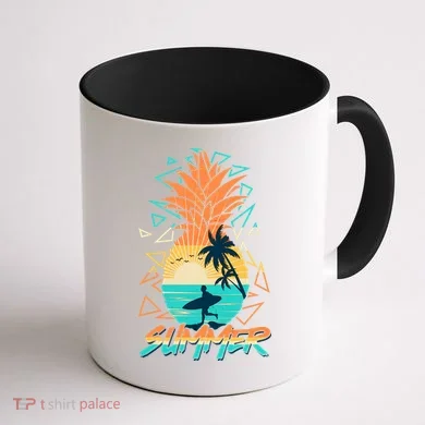 Summer Time Sufer Pineapple Coffee Mug back