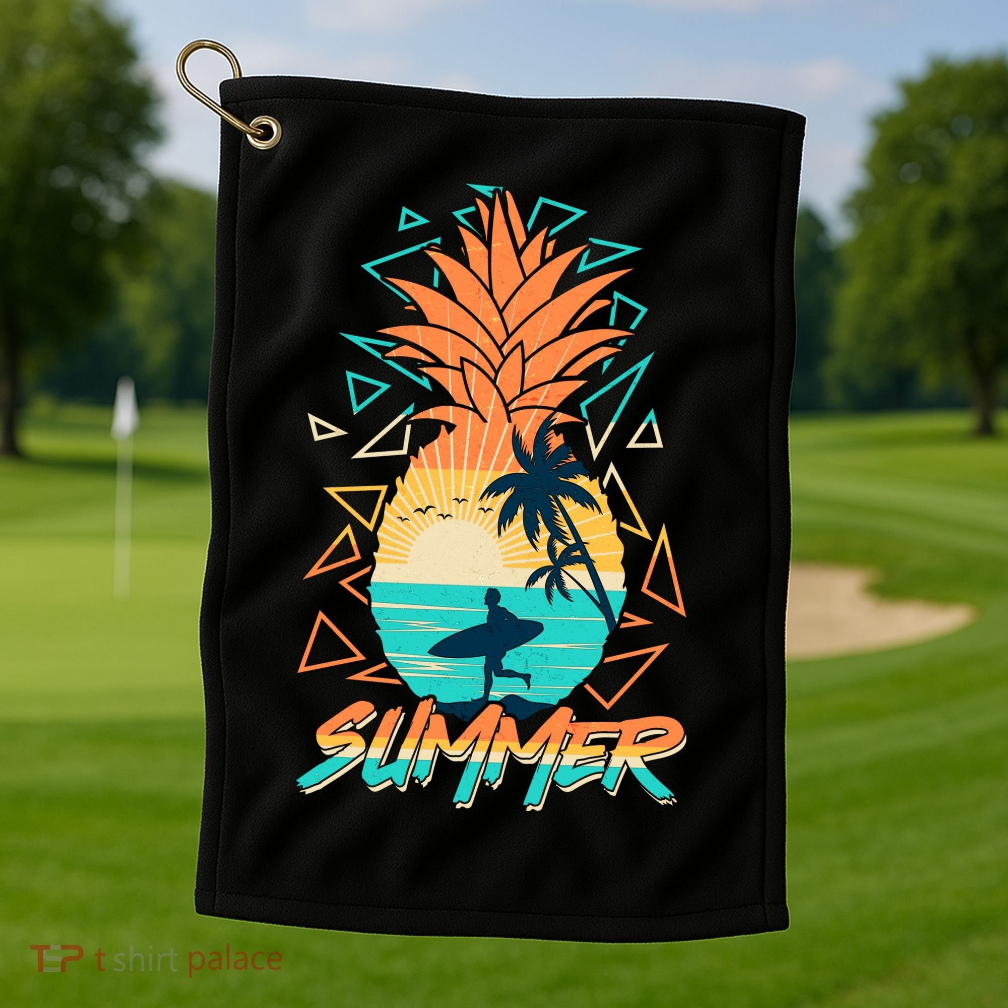 Summer Time Sufer Pineapple Golf Towel