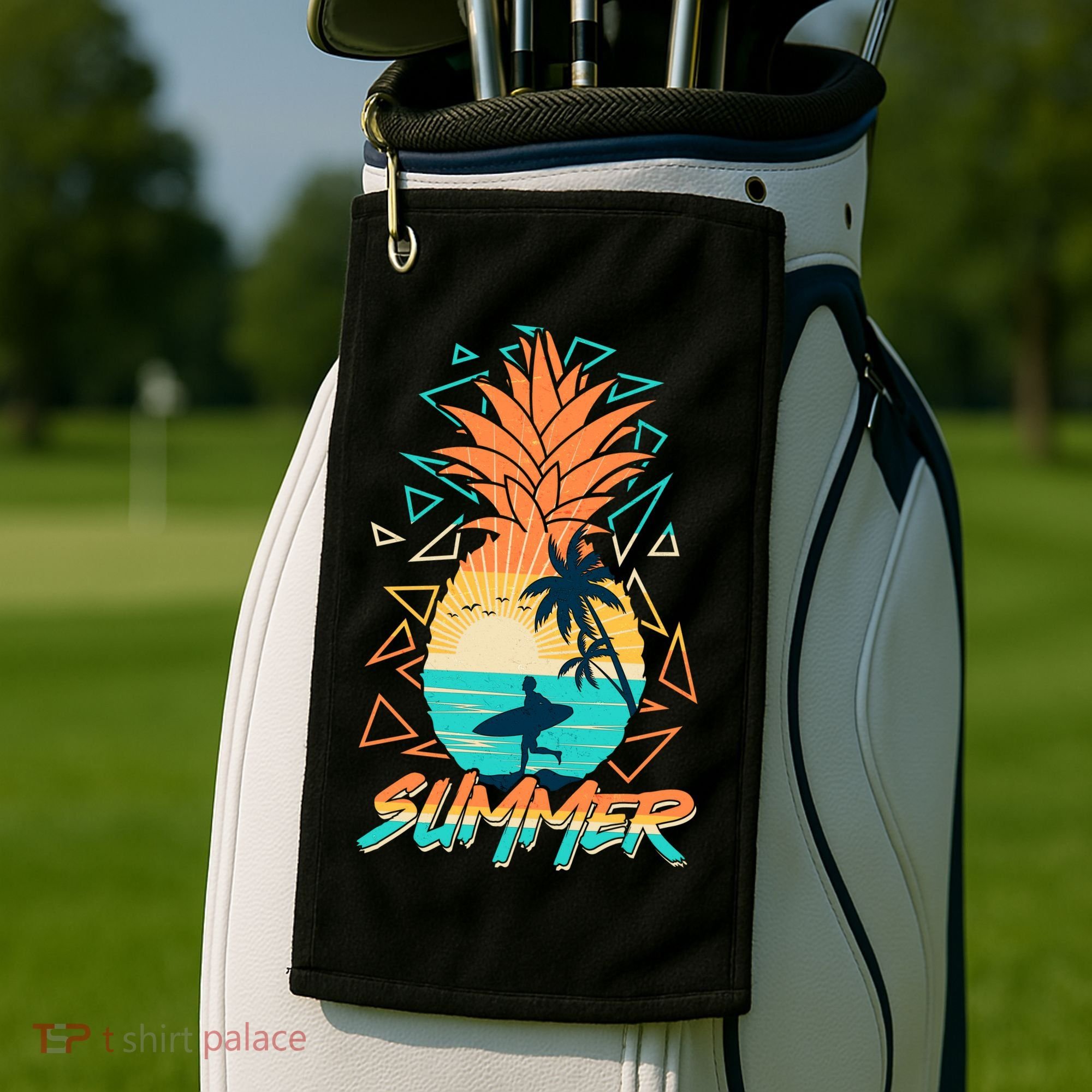 Summer Time Sufer Pineapple Golf Towel