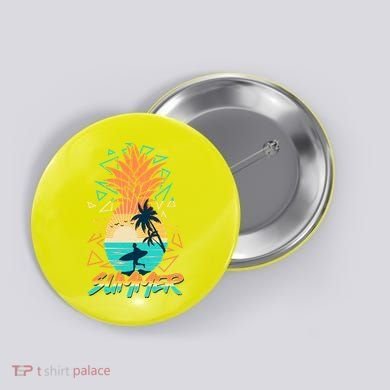 Summer Time Sufer Pineapple Button