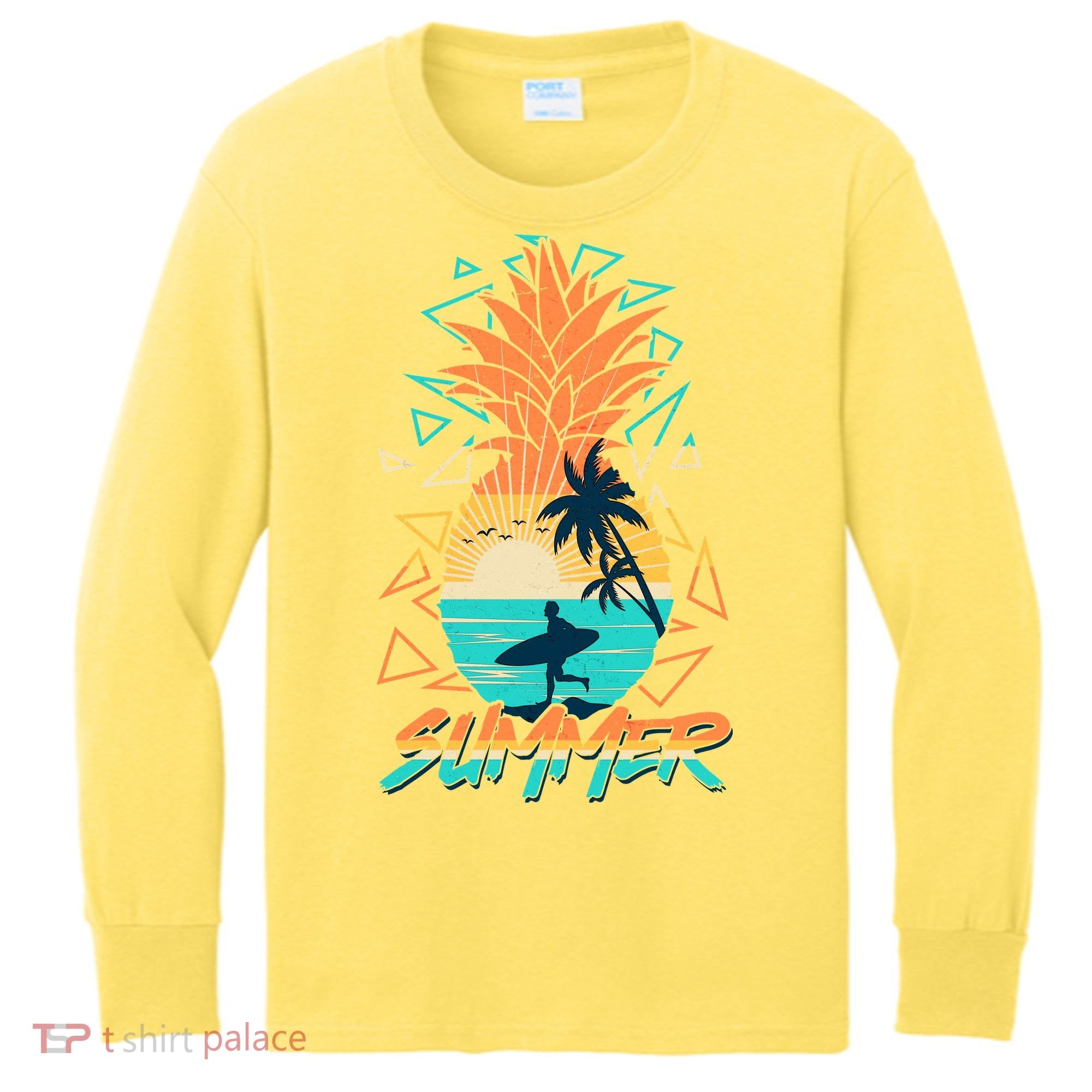 Summer Time Sufer Pineapple Kids Long Sleeve Shirt