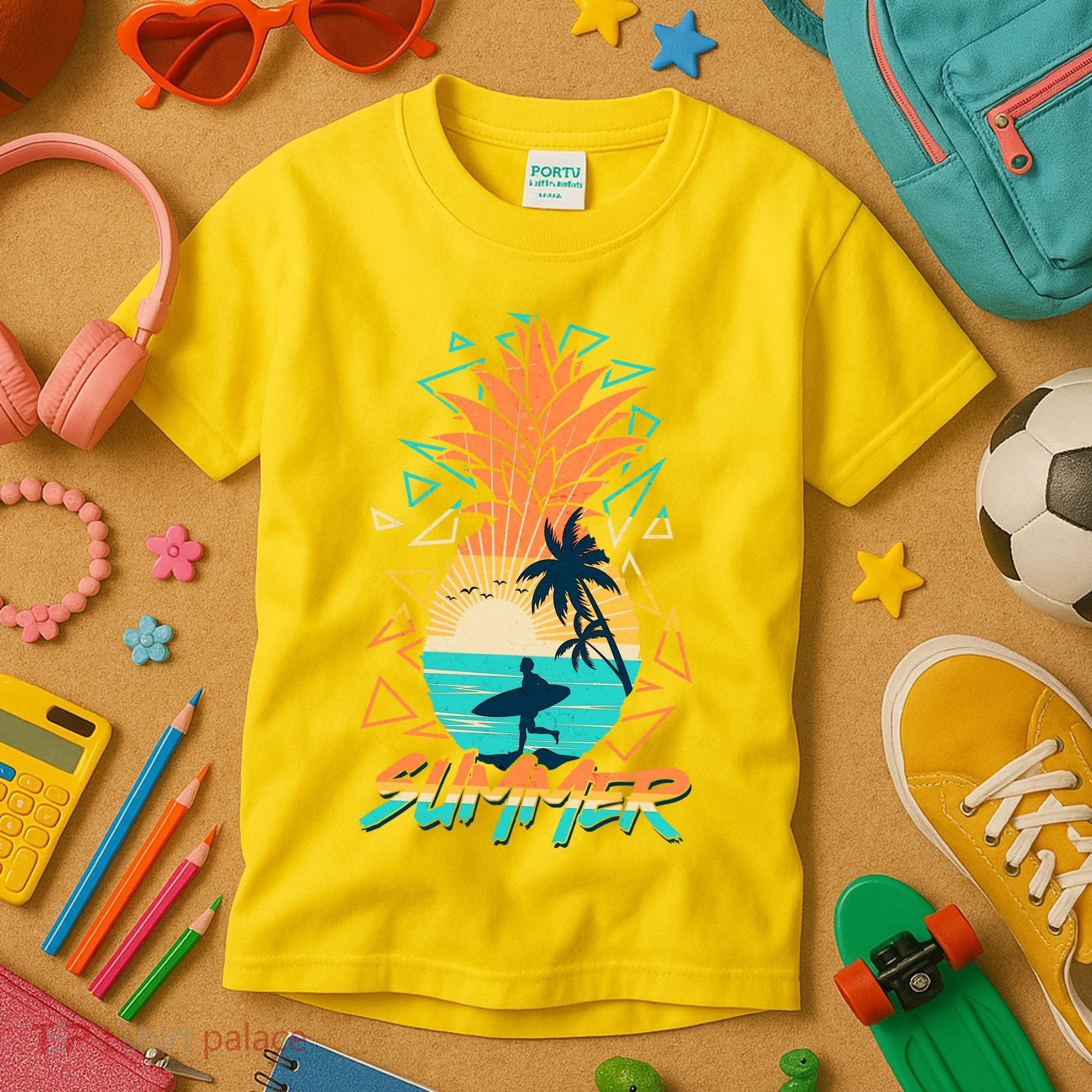 Summer Time Sufer Pineapple Kids T-Shirt