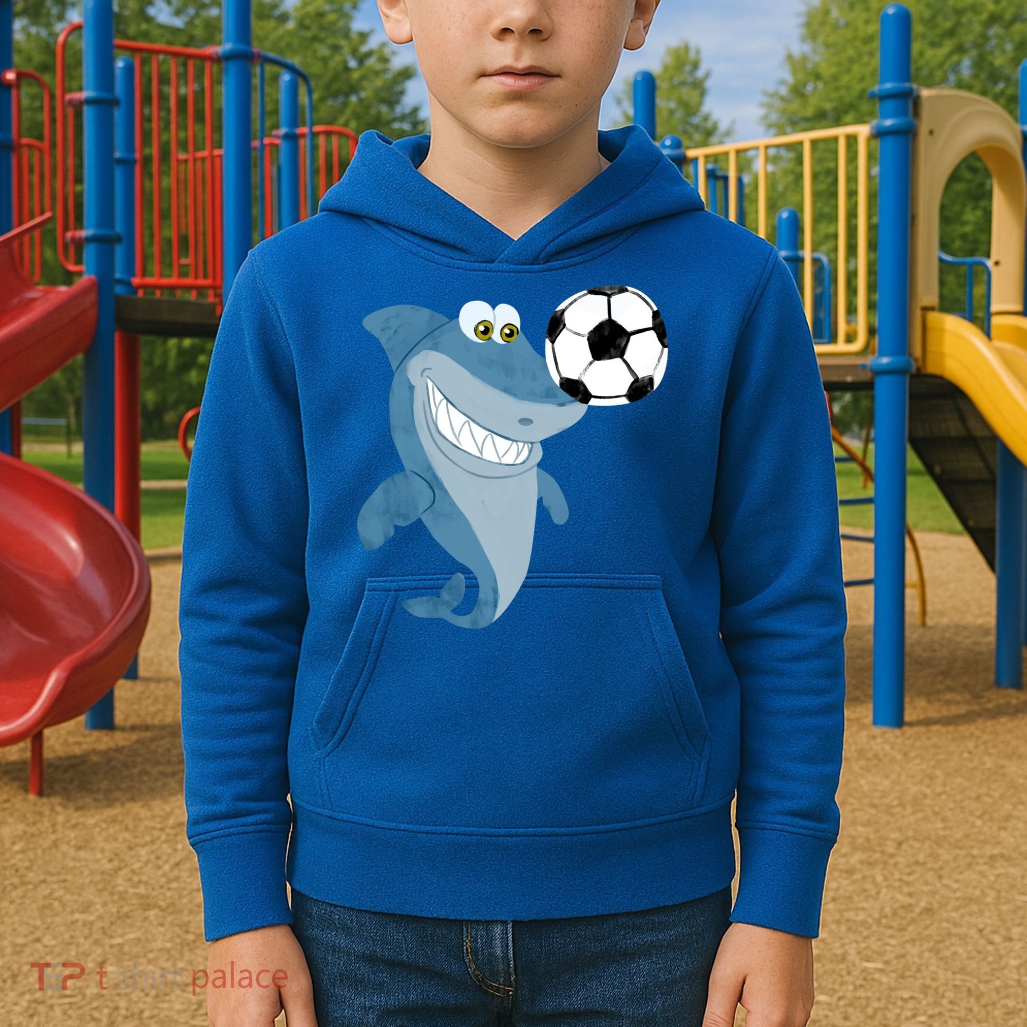 Soccer Team Shark Meaningful Gift Soccer Player Gift Kids Hoodie