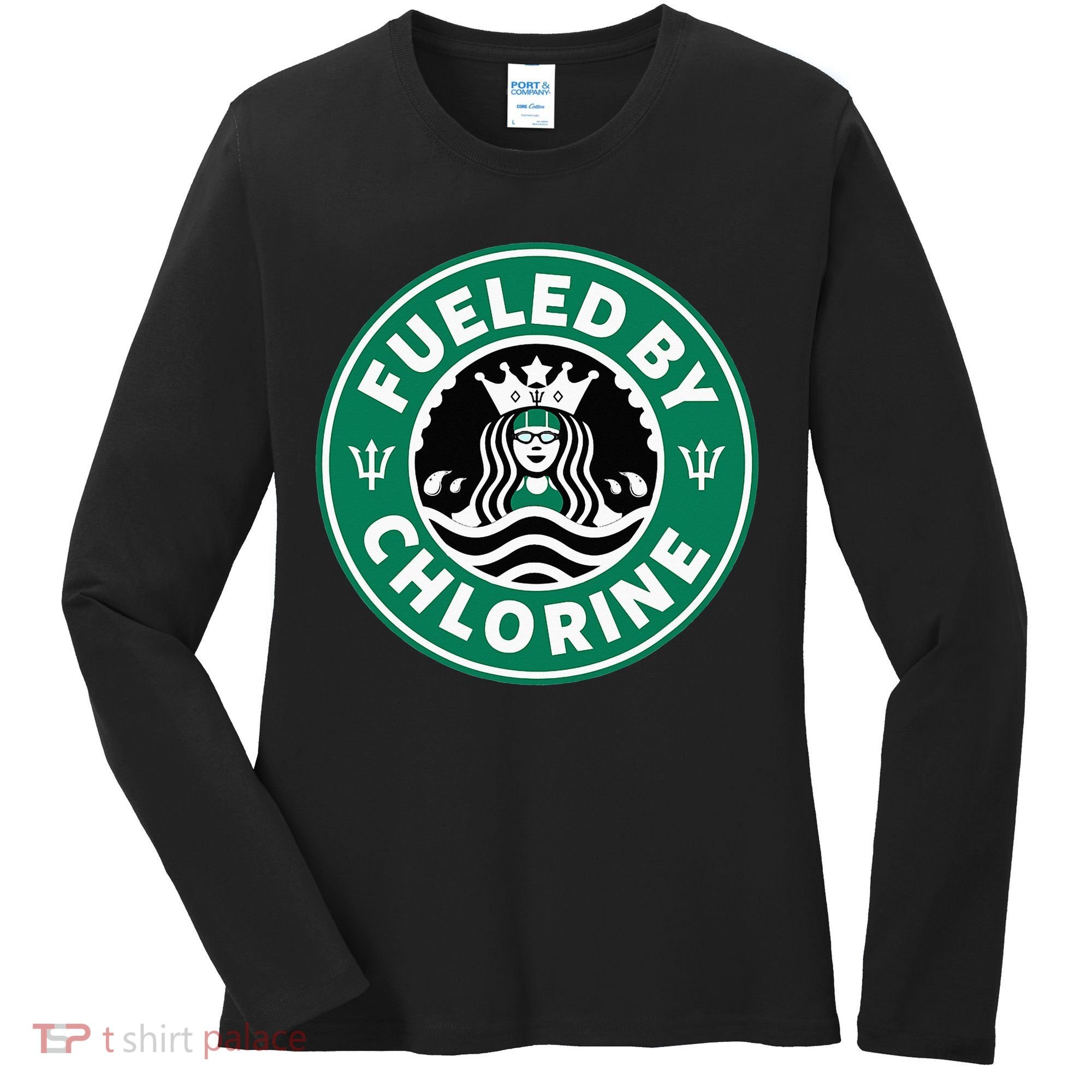 Swim Team Swimming Funny Parody Fueled by Chlorine Women's Long Sleeve Shirt