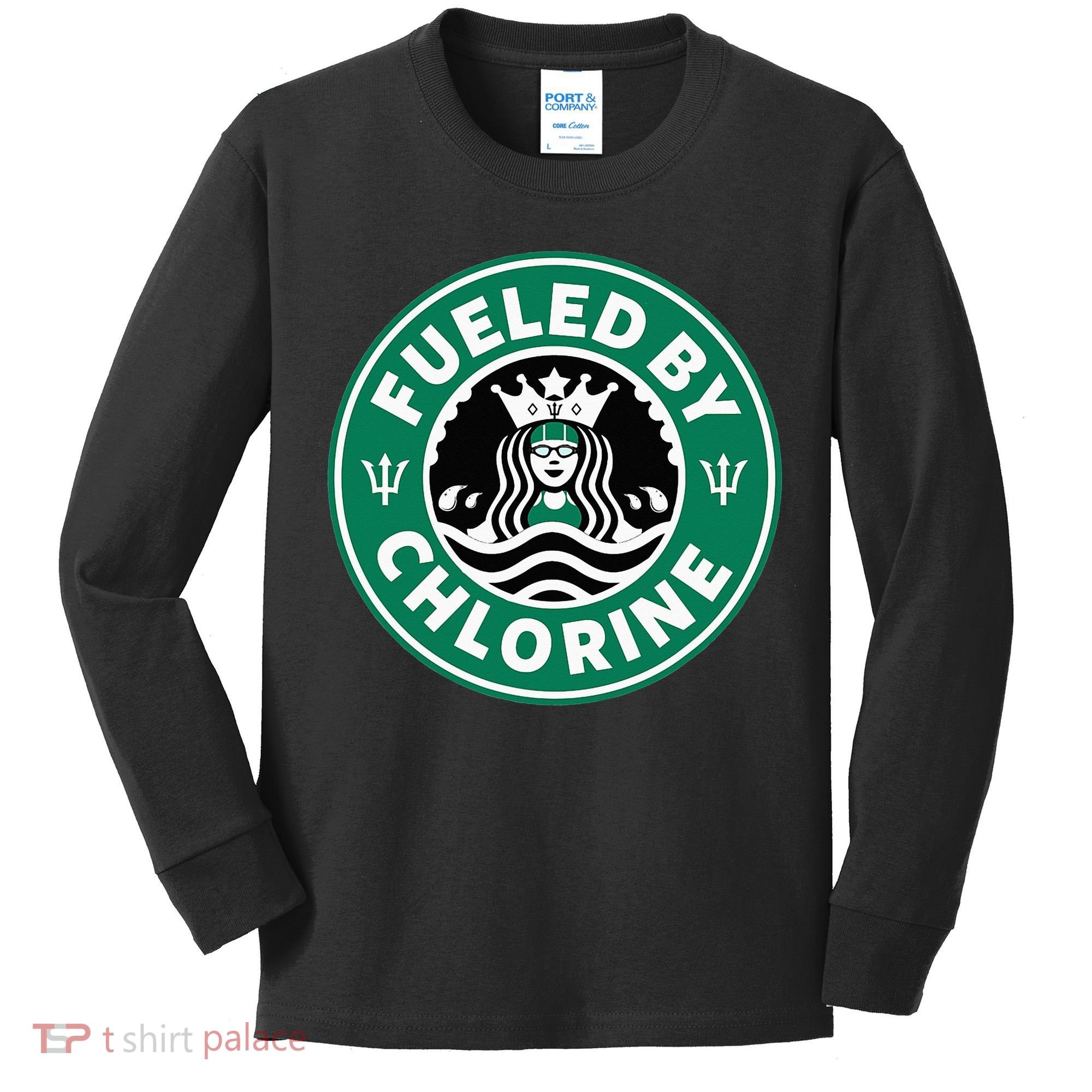Swim Team Swimming Funny Parody Fueled by Chlorine Kids Long Sleeve Shirt