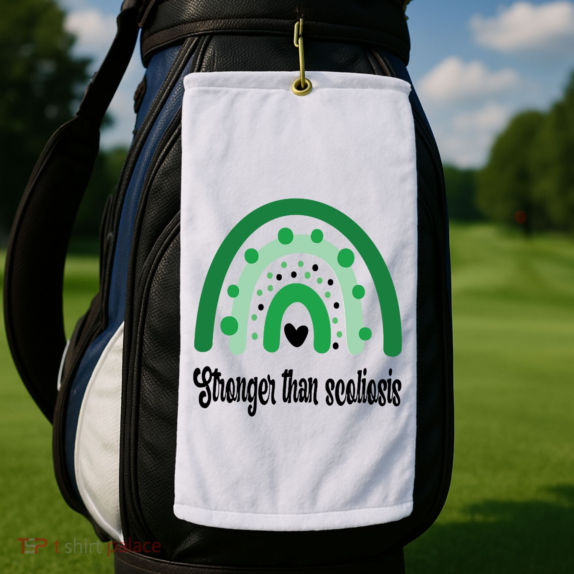 Stronger Than Scoliosis Rainbow Golf Towel