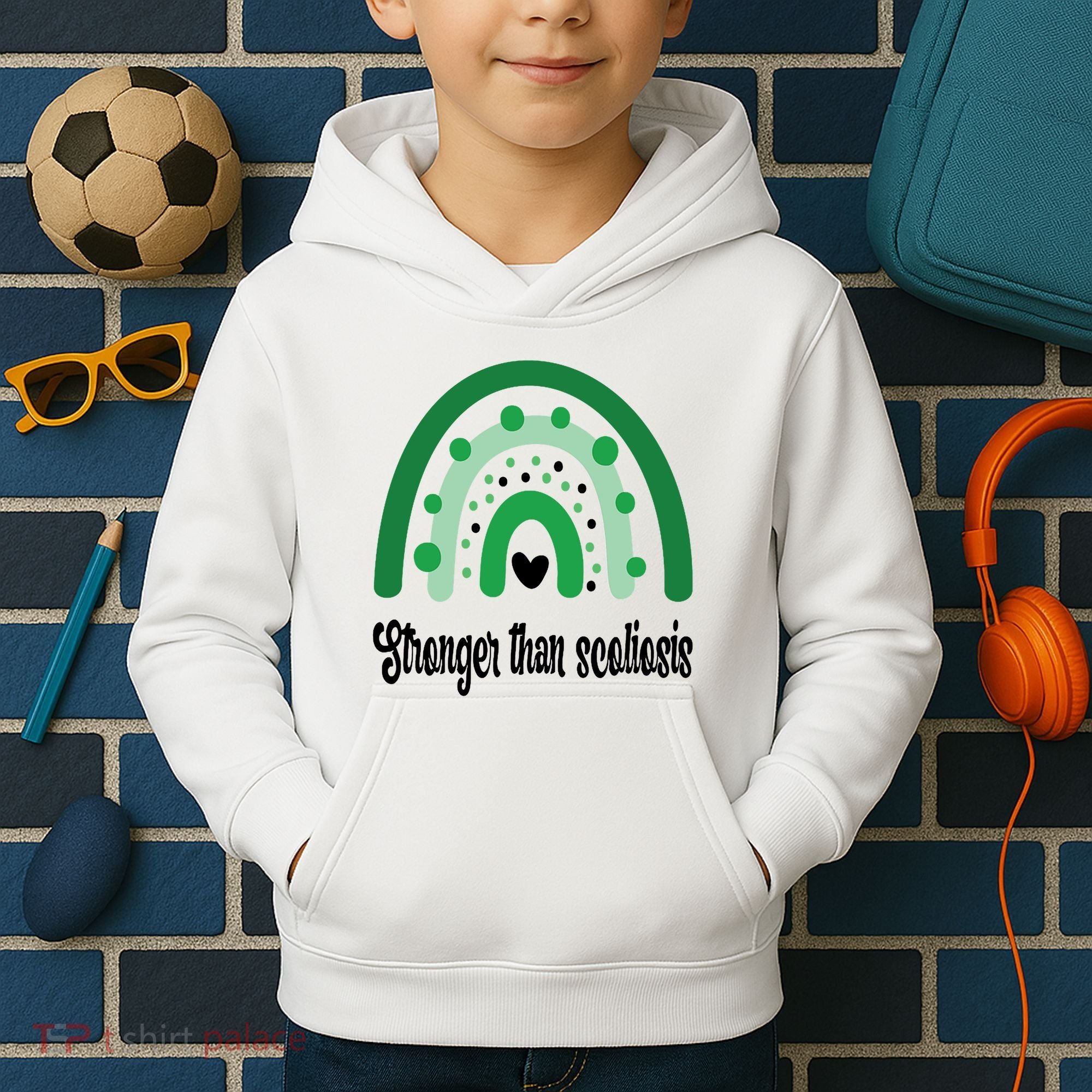 Stronger Than Scoliosis Rainbow Kids Hoodie