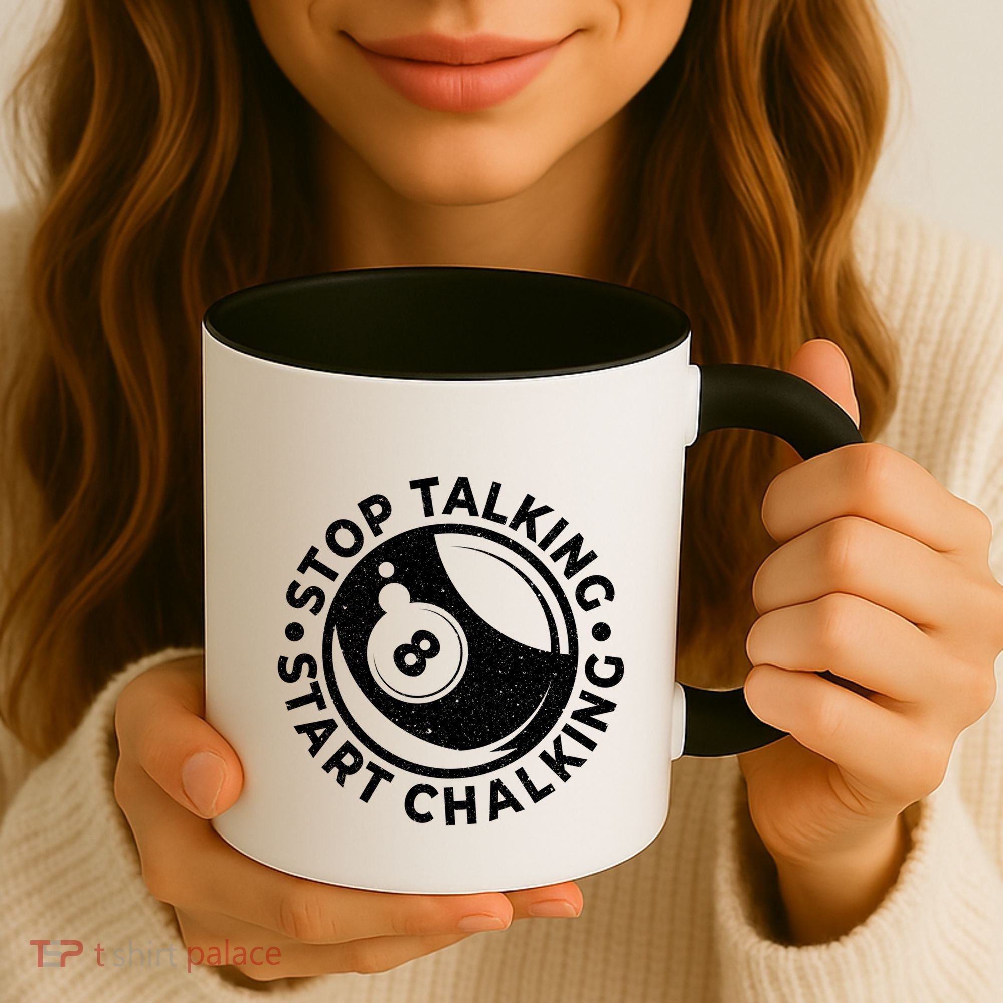 Stop Talking Start Chalking Billard 8ball Pool Billiards Funny Gift Coffee Mug