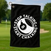 Stop Talking Start Chalking Billard 8ball Pool Billiards Funny Gift Golf Towel thumb 1