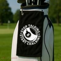 Stop Talking Start Chalking Billard 8ball Pool Billiards Funny Gift Golf Towel thumb 2