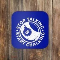 Stop Talking Start Chalking Billard 8ball Pool Billiards Funny Gift Coaster thumb 0