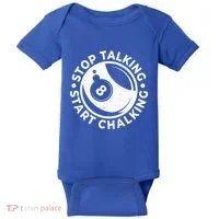 Stop Talking Start Chalking Billard 8ball Pool Billiards Funny Gift Baby Bodysuit thumb 0