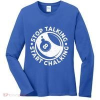 Stop Talking Start Chalking Billard 8ball Pool Billiards Funny Gift Women's Long Sleeve Shirt thumb 0