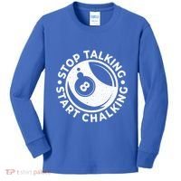 Stop Talking Start Chalking Billard 8ball Pool Billiards Funny Gift Kids Long Sleeve Shirt thumb 0
