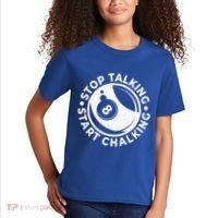 Stop Talking Start Chalking Billard 8ball Pool Billiards Funny Gift Kids T-Shirt thumb 2