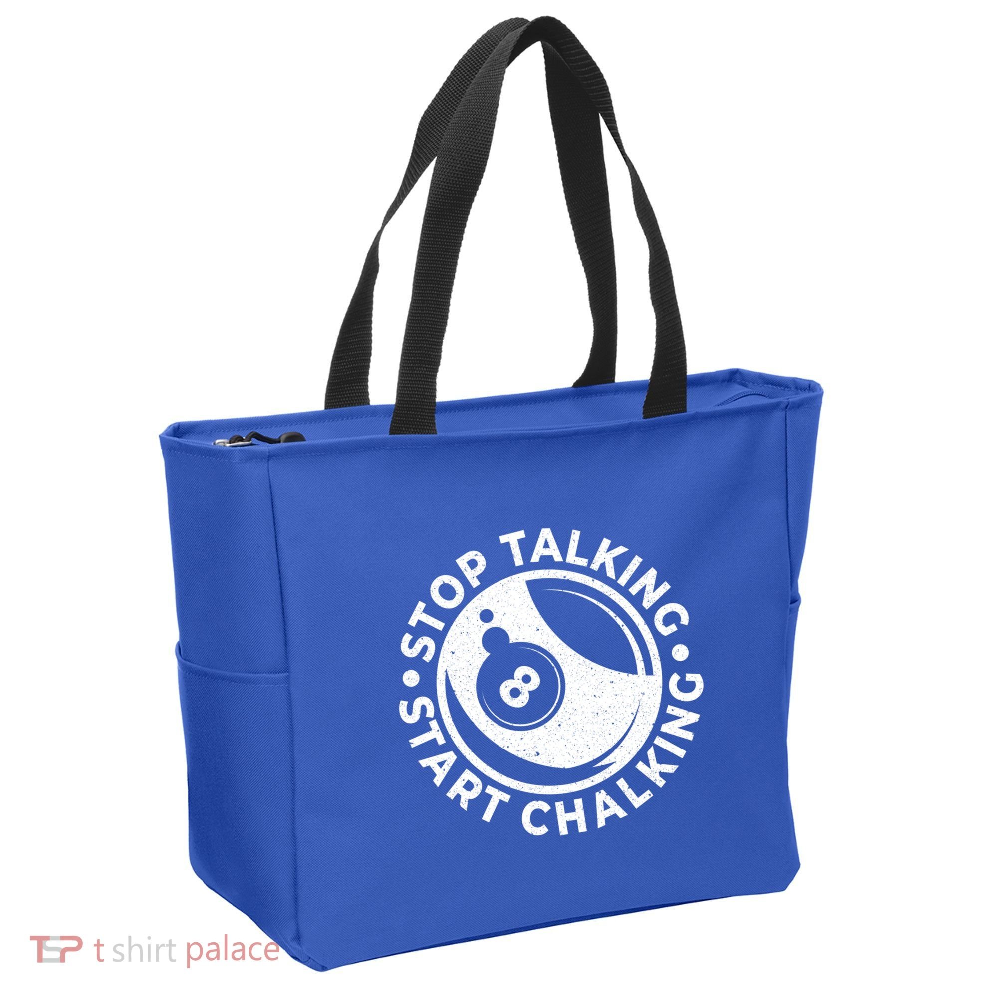 Stop Talking Start Chalking Billard 8ball Pool Billiards Funny Gift Tote Bag