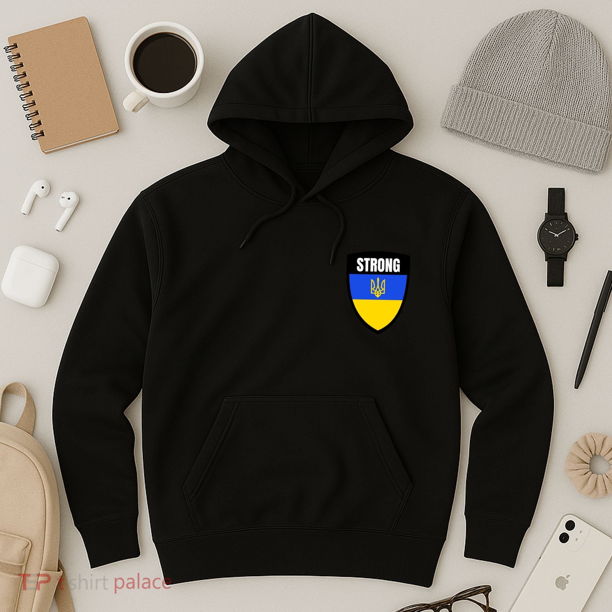 Strong Tactical Support Ukrainian Flag Shield I Stand With Ukraine Military Hoodie