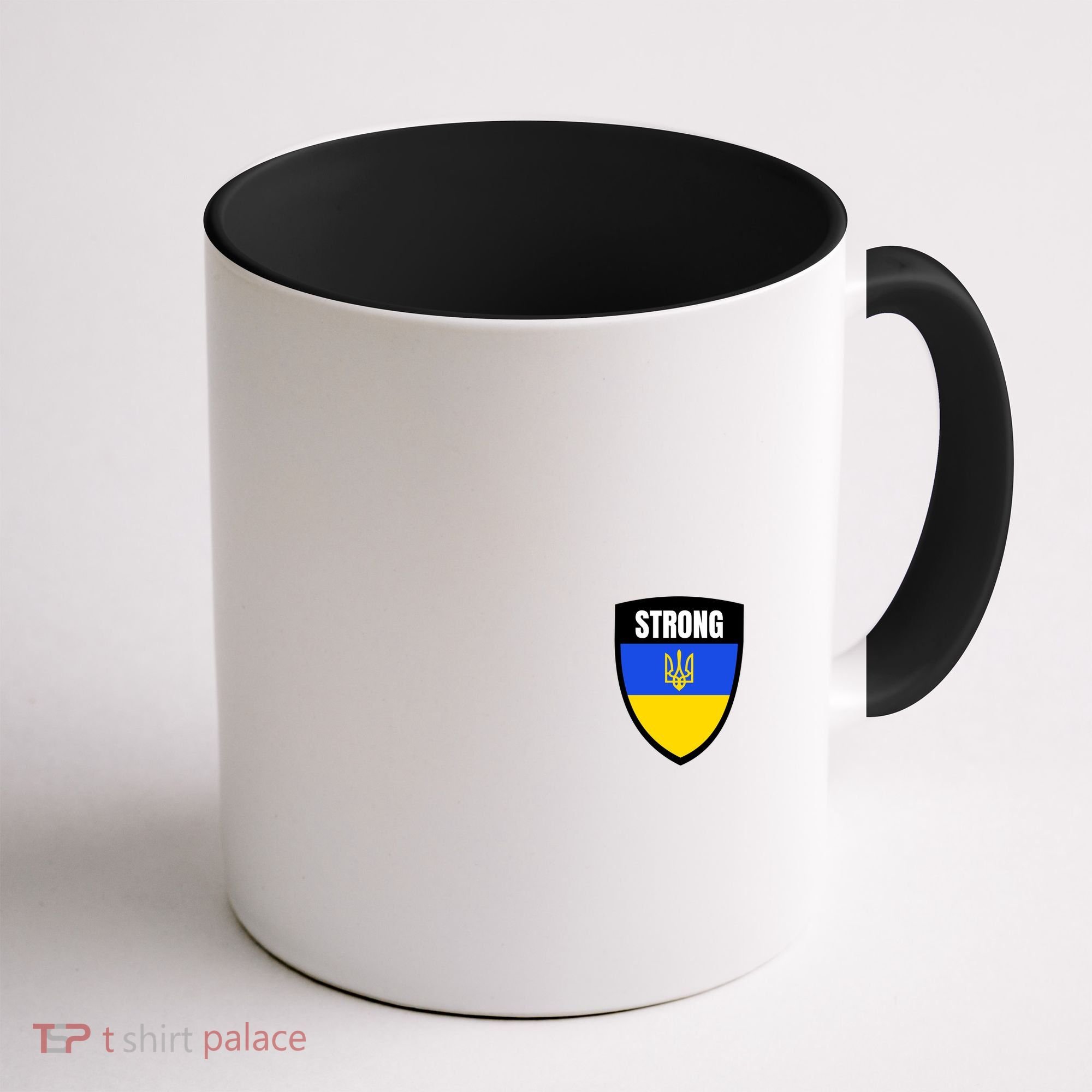 Strong Tactical Support Ukrainian Flag Shield I Stand With Ukraine Military Coffee Mug