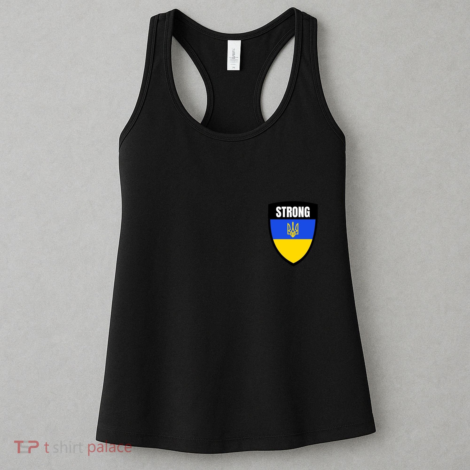 Strong Tactical Support Ukrainian Flag Shield I Stand With Ukraine Military Women's Tank Top