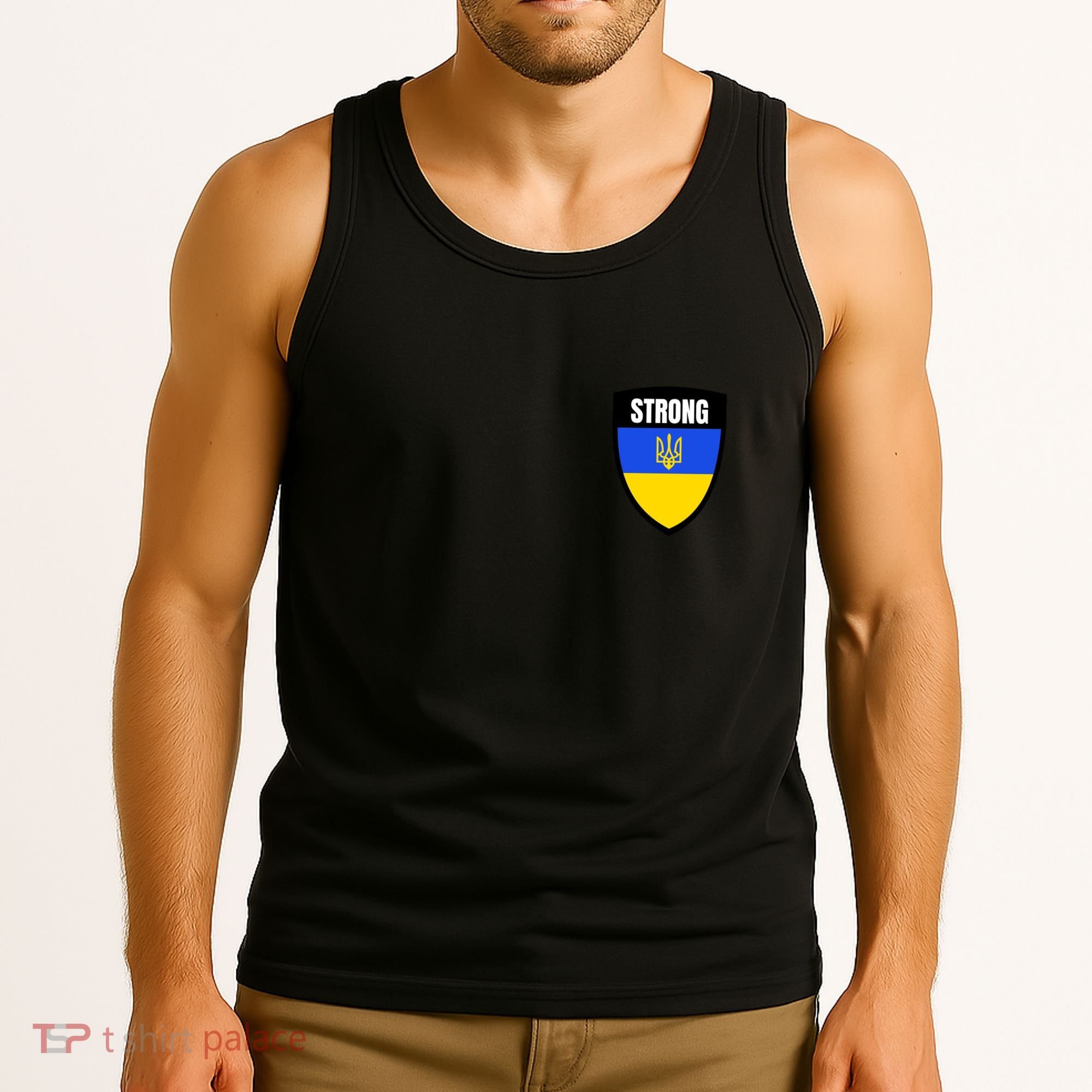 Strong Tactical Support Ukrainian Flag Shield I Stand With Ukraine Military Tank Top