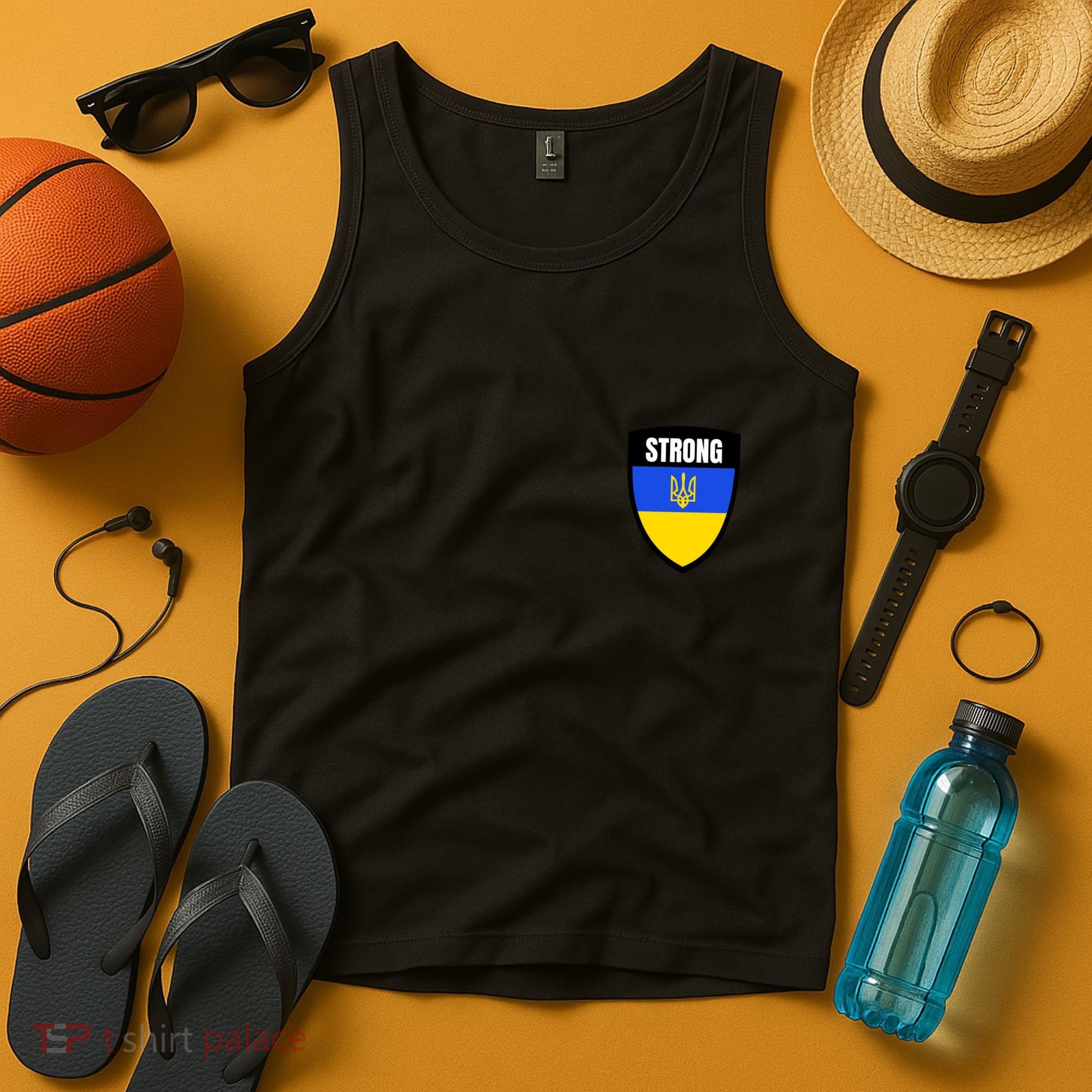 Strong Tactical Support Ukrainian Flag Shield I Stand With Ukraine Military Tank Top