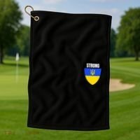 Strong Tactical Support Ukrainian Flag Shield I Stand With Ukraine Military Golf Towel thumb 1