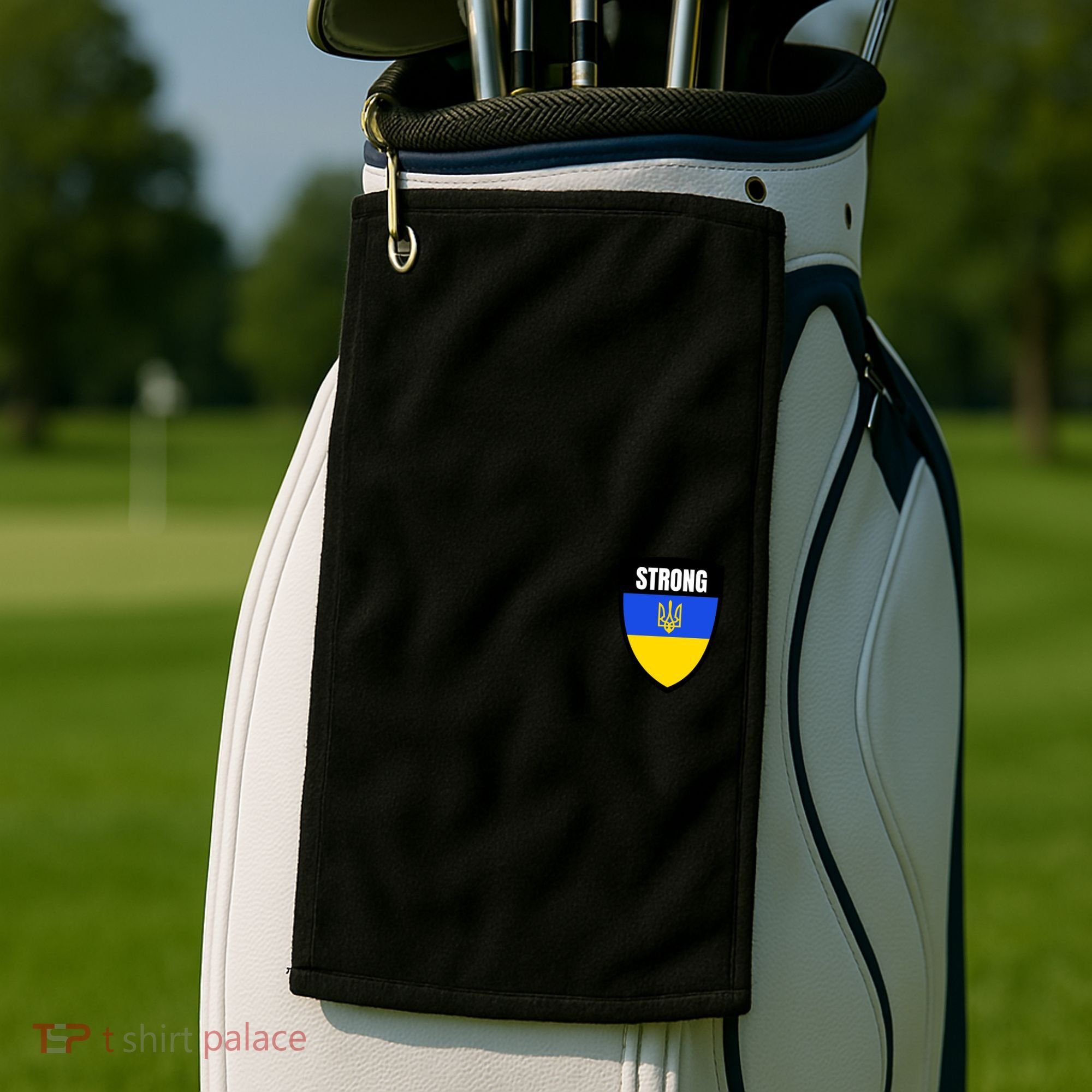 Strong Tactical Support Ukrainian Flag Shield I Stand With Ukraine Military Golf Towel