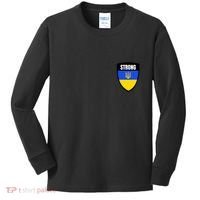 Strong Tactical Support Ukrainian Flag Shield I Stand With Ukraine Military Kids Long Sleeve Shirt thumb 0